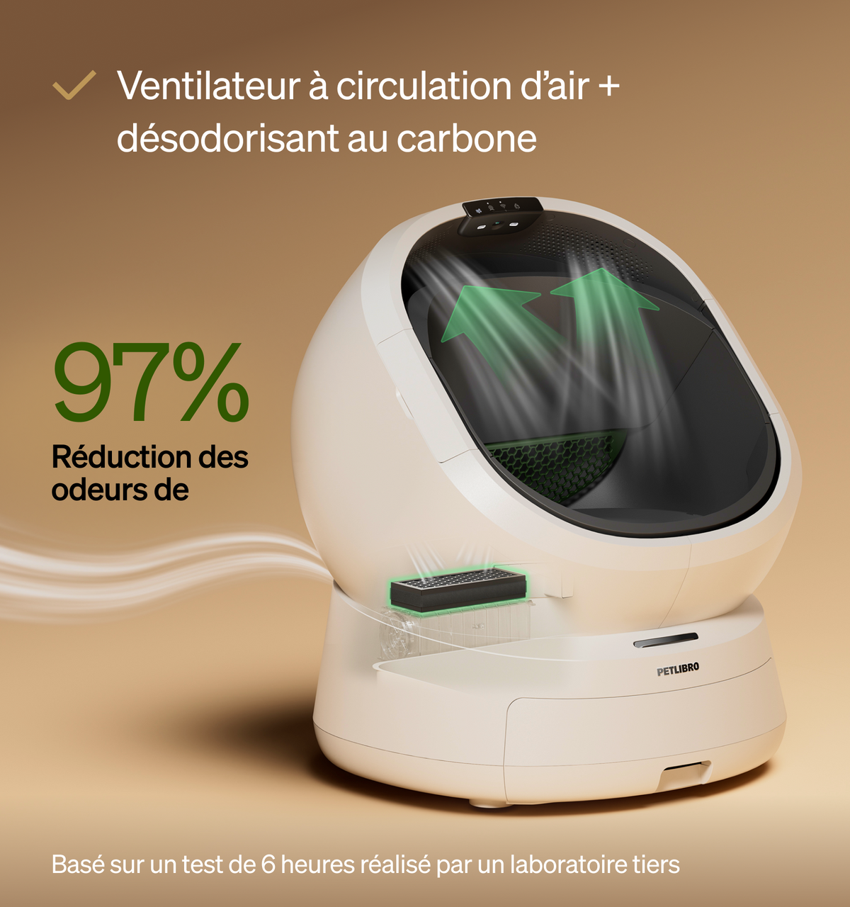 Petlibro PETLIBRO bac à litière pour chat, animal de compagnie, avec ventilateur carbone; mention distributeur automatique de nourriture et fontaine à eau.