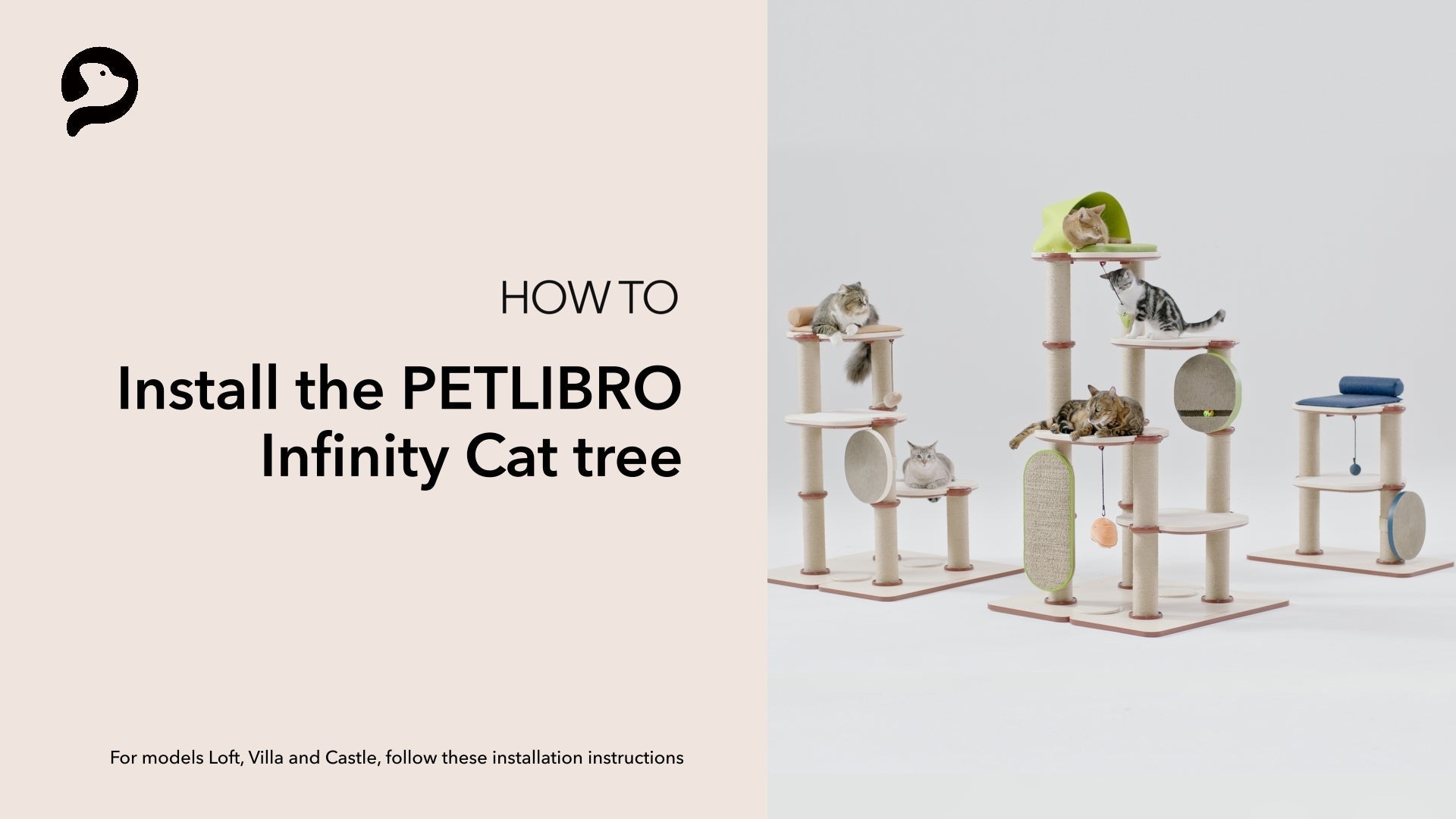 Petlibro PETLIBRO arbre à chat Infinity beige, chats sur plateformes; animal de compagnie, distributeur automatique de nourriture, fontaine à eau, bac à litière