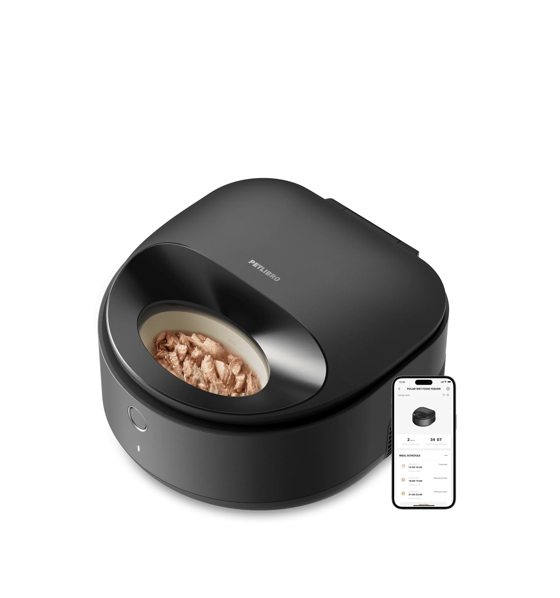 Petlibro PETLIBRO pour animal de compagnie: chat, distributeur automatique de nourriture noir; fontaine à eau et bac à litière via appli