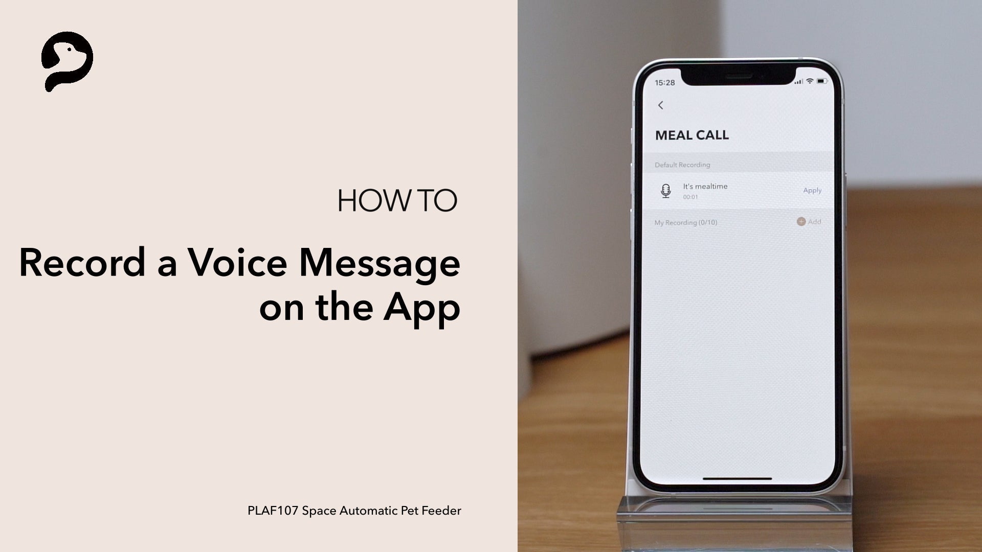 Petlibro PETLIBRO app: enregistrer un message vocal pour animal de compagnie, chat; distributeur automatique de nourriture, fontaine à eau, bac à litière