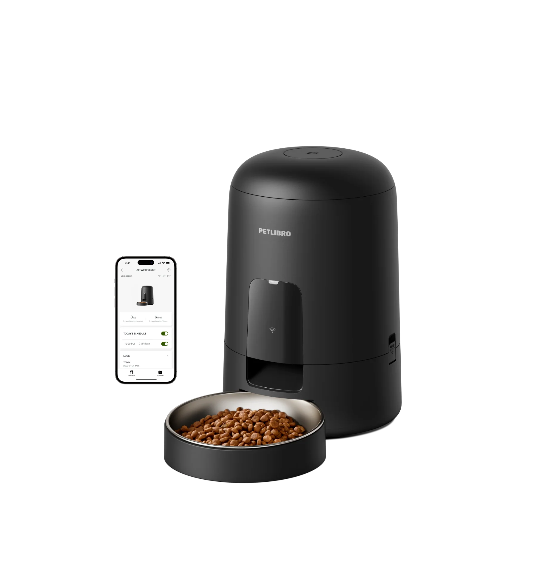 Petlibro PETLIBRO distributeur automatique de nourriture noir pour animal de compagnie chat, appli; mention fontaine à eau, bac à litière