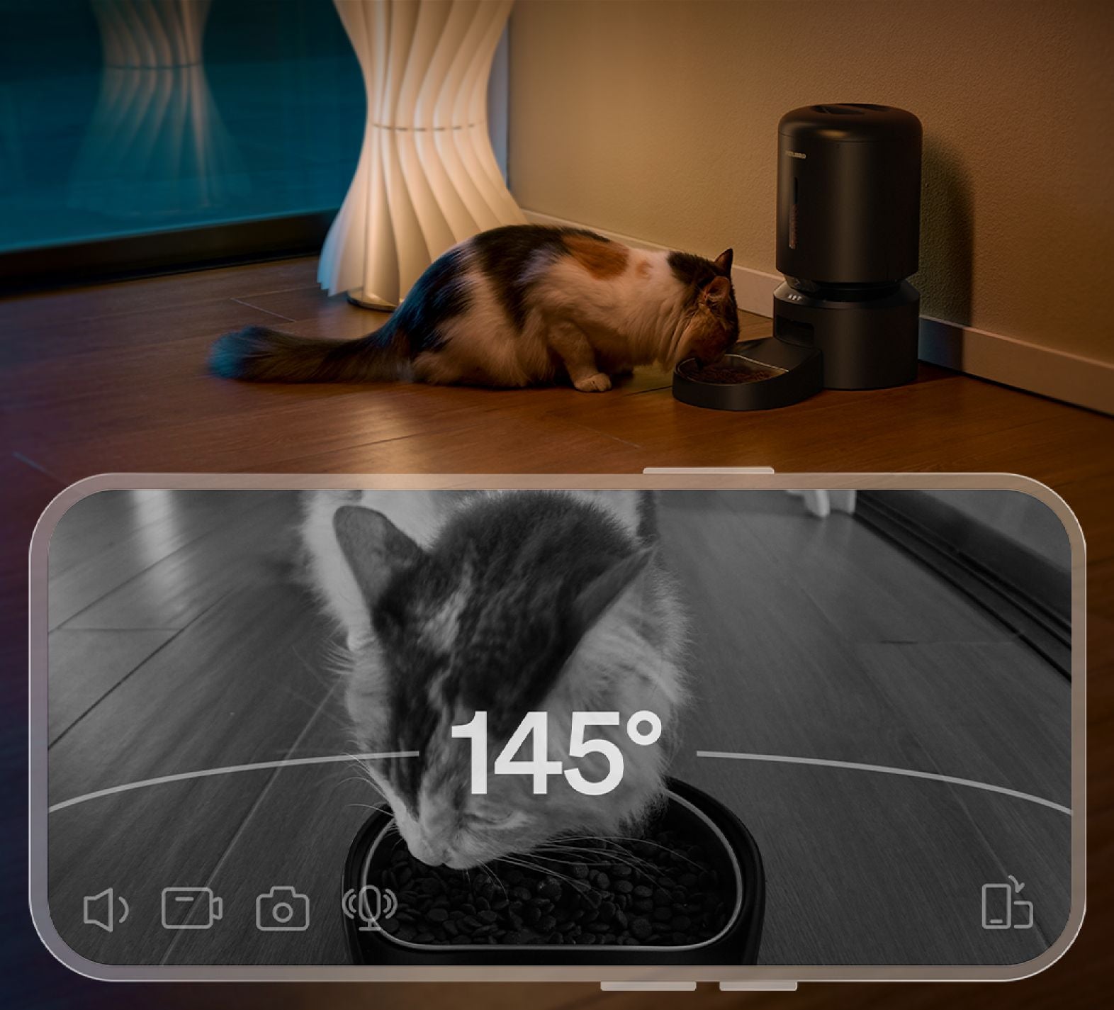 Petlibro PETLIBRO chat mange au distributeur automatique de nourriture; vue caméra 145°, animal de compagnie, fontaine à eau, bac à litière