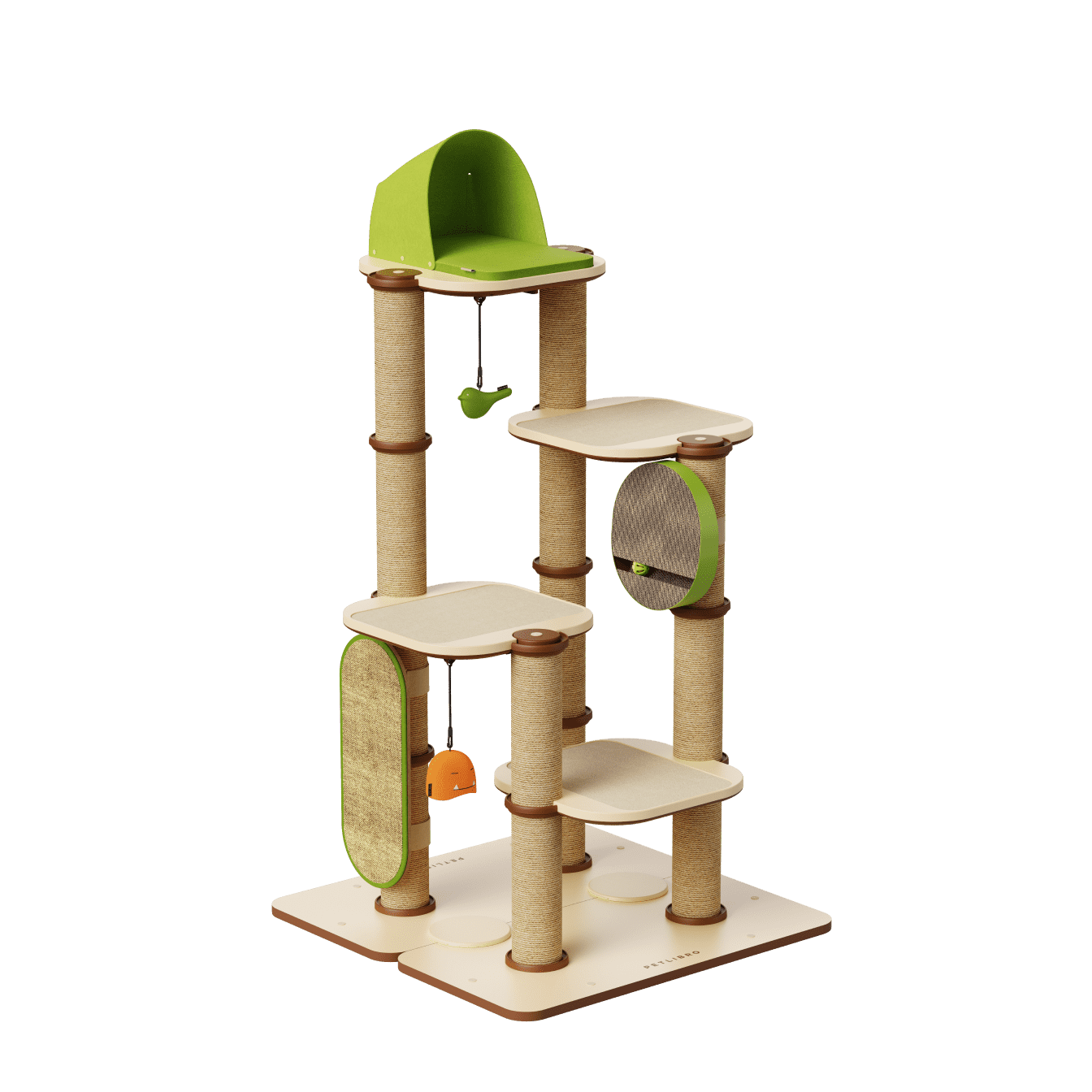 Petlibro PETLIBRO arbre à chat animal de compagnie, griffoirs sisal, niches vertes; mention distributeur automatique de nourriture, fontaine à eau, bac à litière