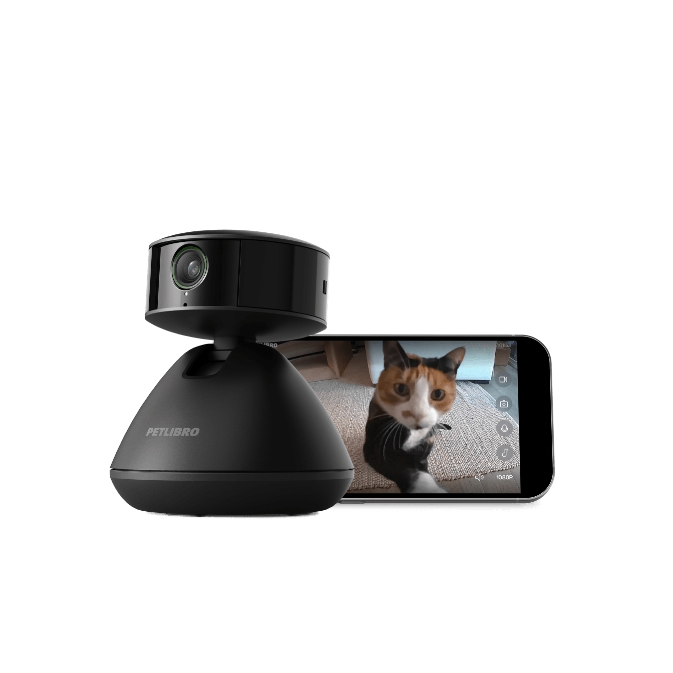 Petlibro PETLIBRO caméra pour animal de compagnie noire, chat à l’écran; compatible distributeur automatique de nourriture, fontaine à eau, bac à litière