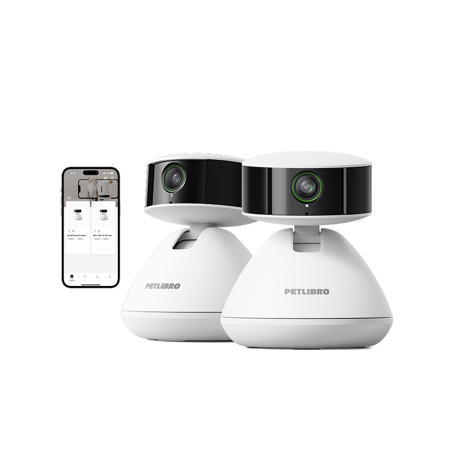 Petlibro PETLIBRO caméra pour animal de compagnie, chat, compatible distributeur automatique de nourriture, fontaine à eau, bac à litière, blanc/noir avec appli mobile