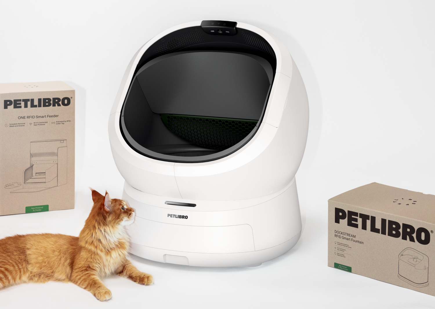 Petlibro PETLIBRO bac à litière blanc pour animal de compagnie, chat, avec distributeur automatique de nourriture et fontaine à eau en boîte
