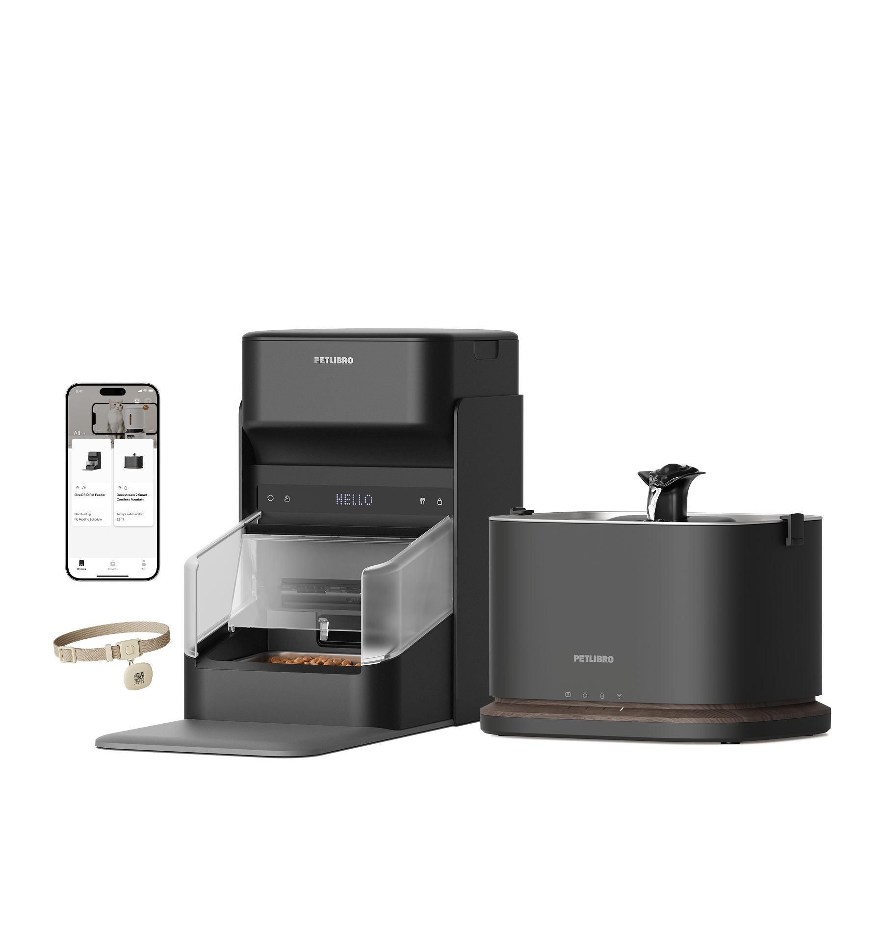 Petlibro PETLIBRO animal de compagnie chat: distributeur automatique de nourriture, fontaine à eau et bac à litière connectés, noirs