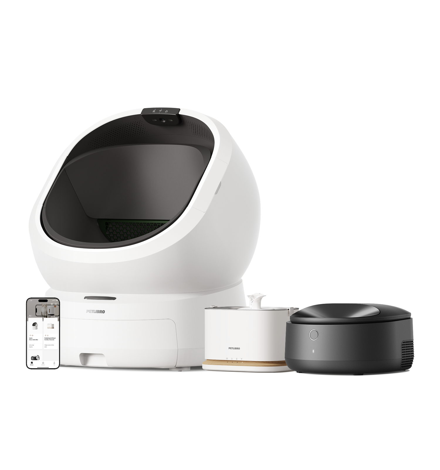 Petlibro PETLIBRO pour animal de compagnie: bac à litière, distributeur automatique de nourriture, fontaine à eau pour chat, appli mobile.