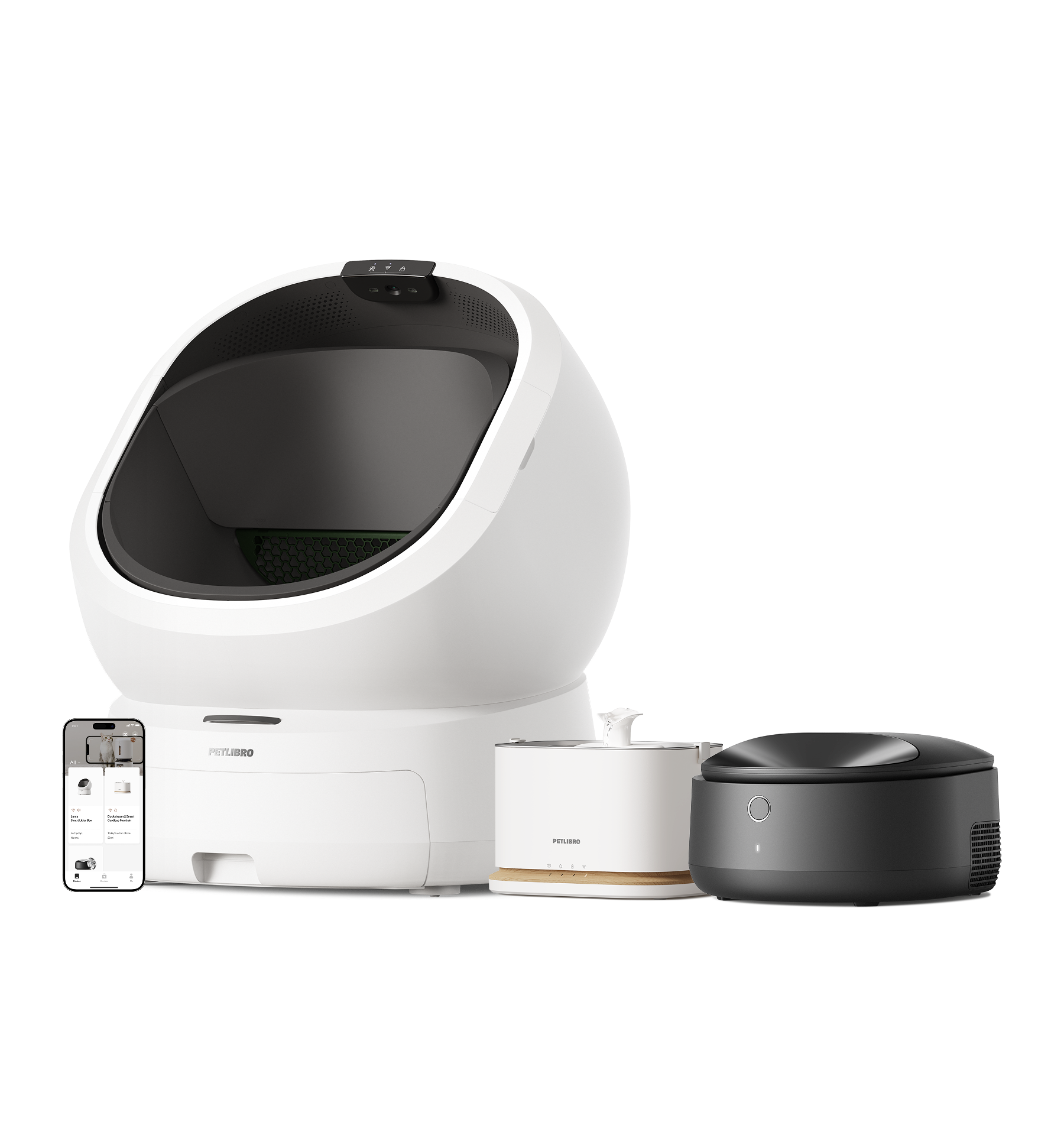 Petlibro PETLIBRO pour animal de compagnie: bac à litière, distributeur automatique de nourriture, fontaine à eau pour chat, appli mobile.