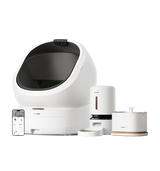 Petlibro PETLIBRO animal de compagnie chat: bac à litière, distributeur automatique de nourriture et fontaine à eau blancs, app mobile.