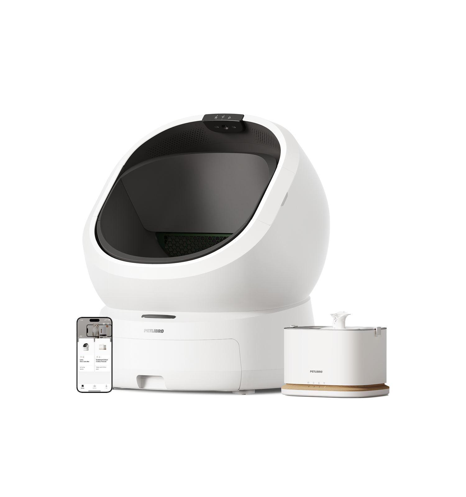 Petlibro PETLIBRO pour animal de compagnie: bac à litière blanc, distributeur automatique de nourriture, fontaine à eau, chat via appli mobile