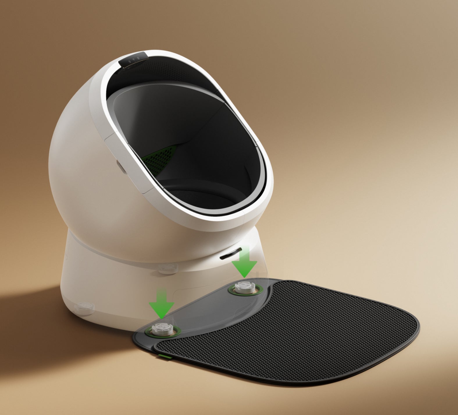 Petlibro PETLIBRO bac à litière pour animal de compagnie chat, blanc, avec tapis noir amovible; mention distributeur automatique de nourriture et fontaine à eau
