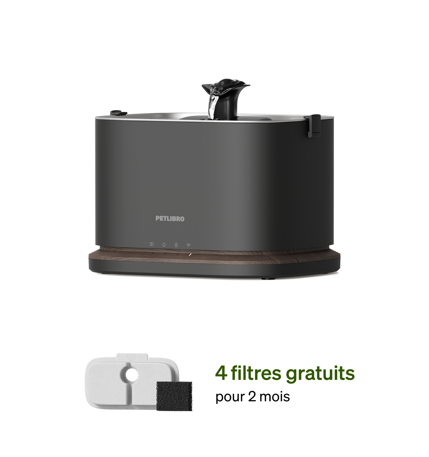 Petlibro PETLIBRO fontaine à eau noire pour animal de compagnie chat, avec filtres; mention distributeur automatique de nourriture et bac à litière