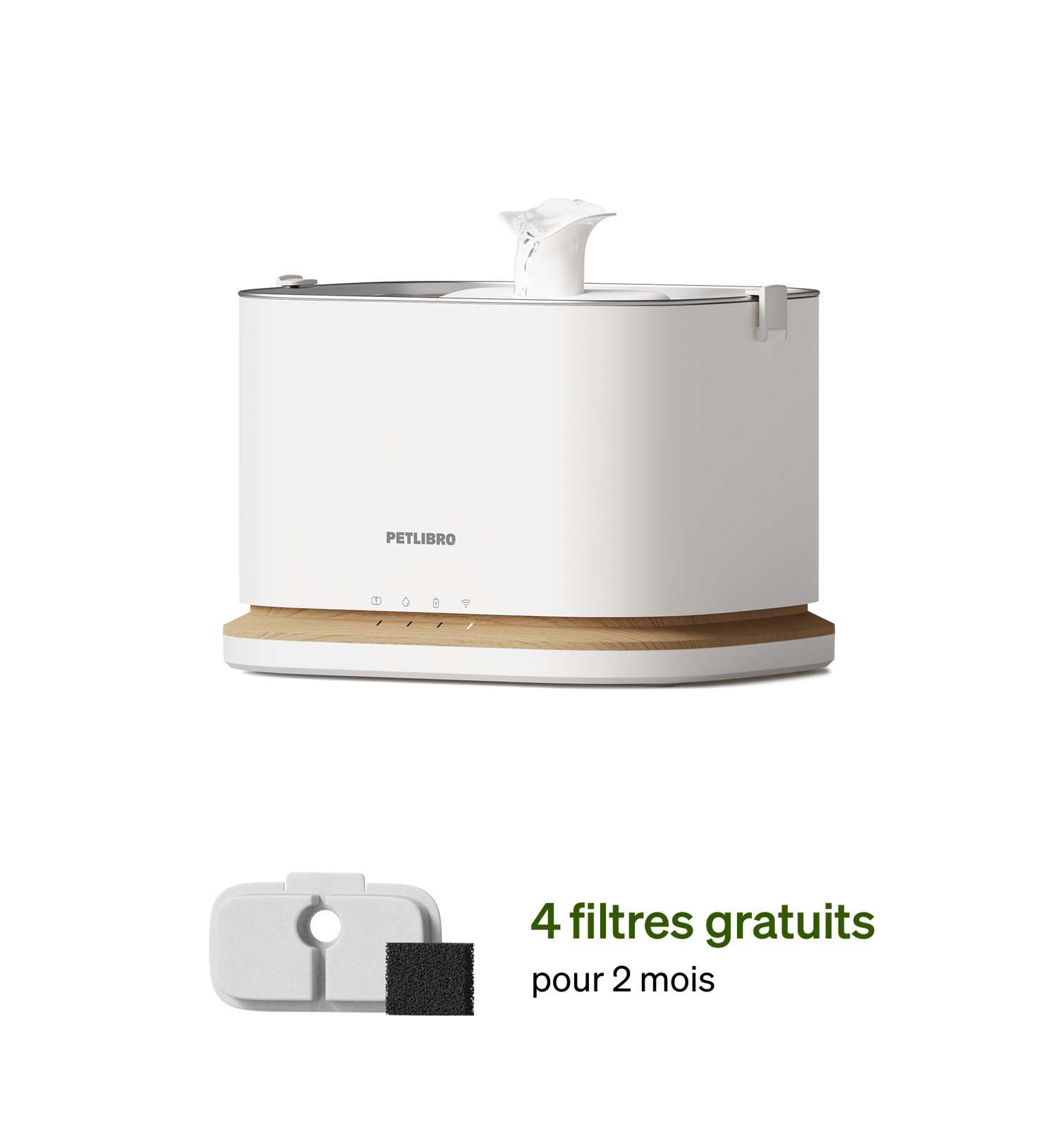 Petlibro PETLIBRO fontaine à eau blanche pour animal de compagnie, chat; mention distributeur automatique de nourriture et bac à litière, 4 filtres gratuits