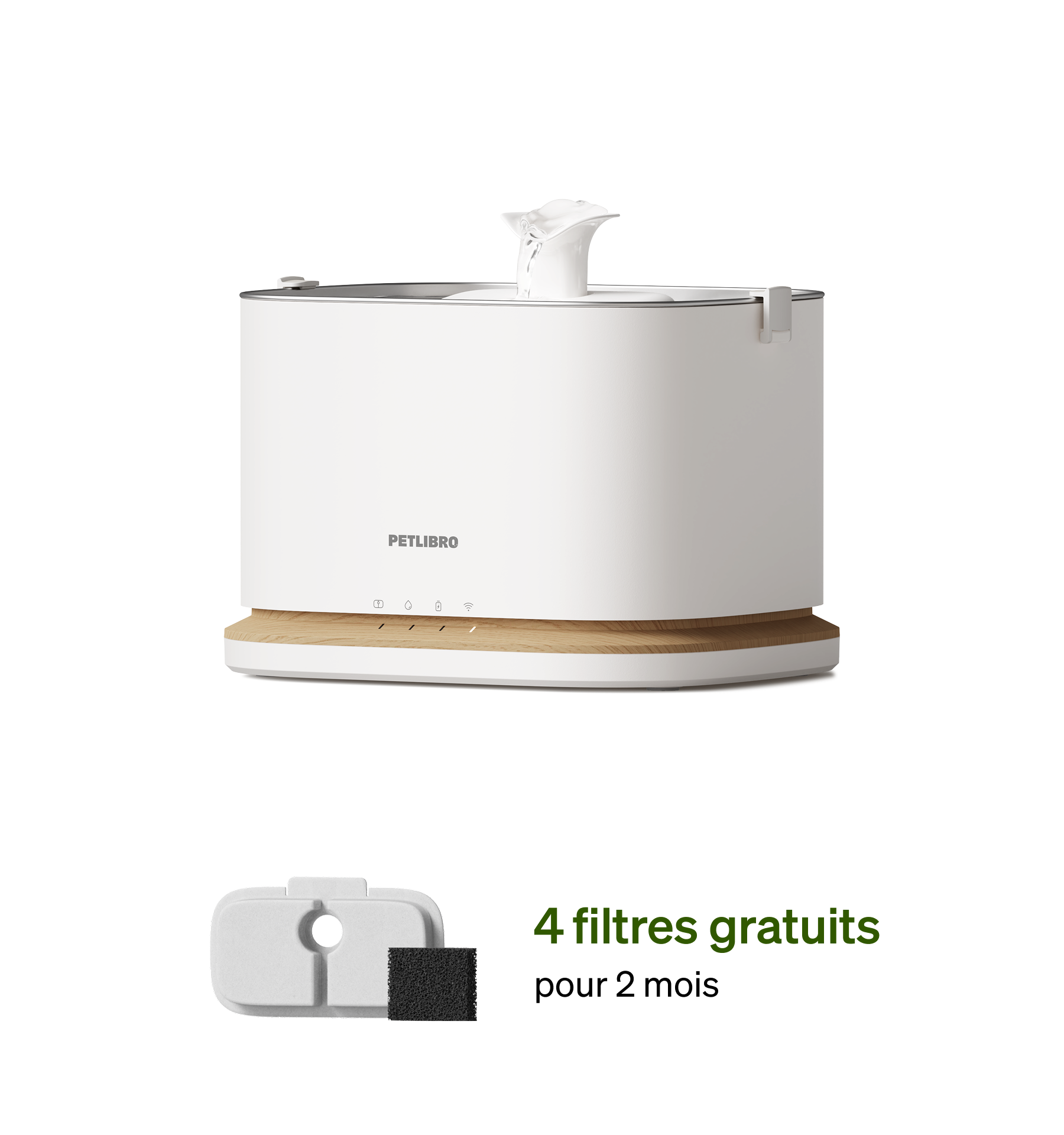 Petlibro PETLIBRO fontaine à eau blanche pour animal de compagnie, chat; mention distributeur automatique de nourriture et bac à litière, 4 filtres gratuits