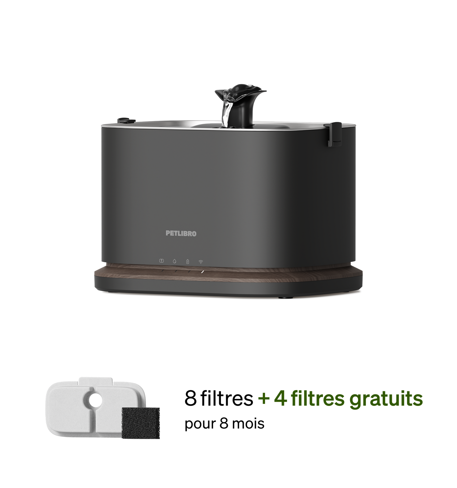 Petlibro PETLIBRO fontaine à eau noire pour animal de compagnie chat, +4 filtres; mention distributeur automatique de nourriture, bac à litière