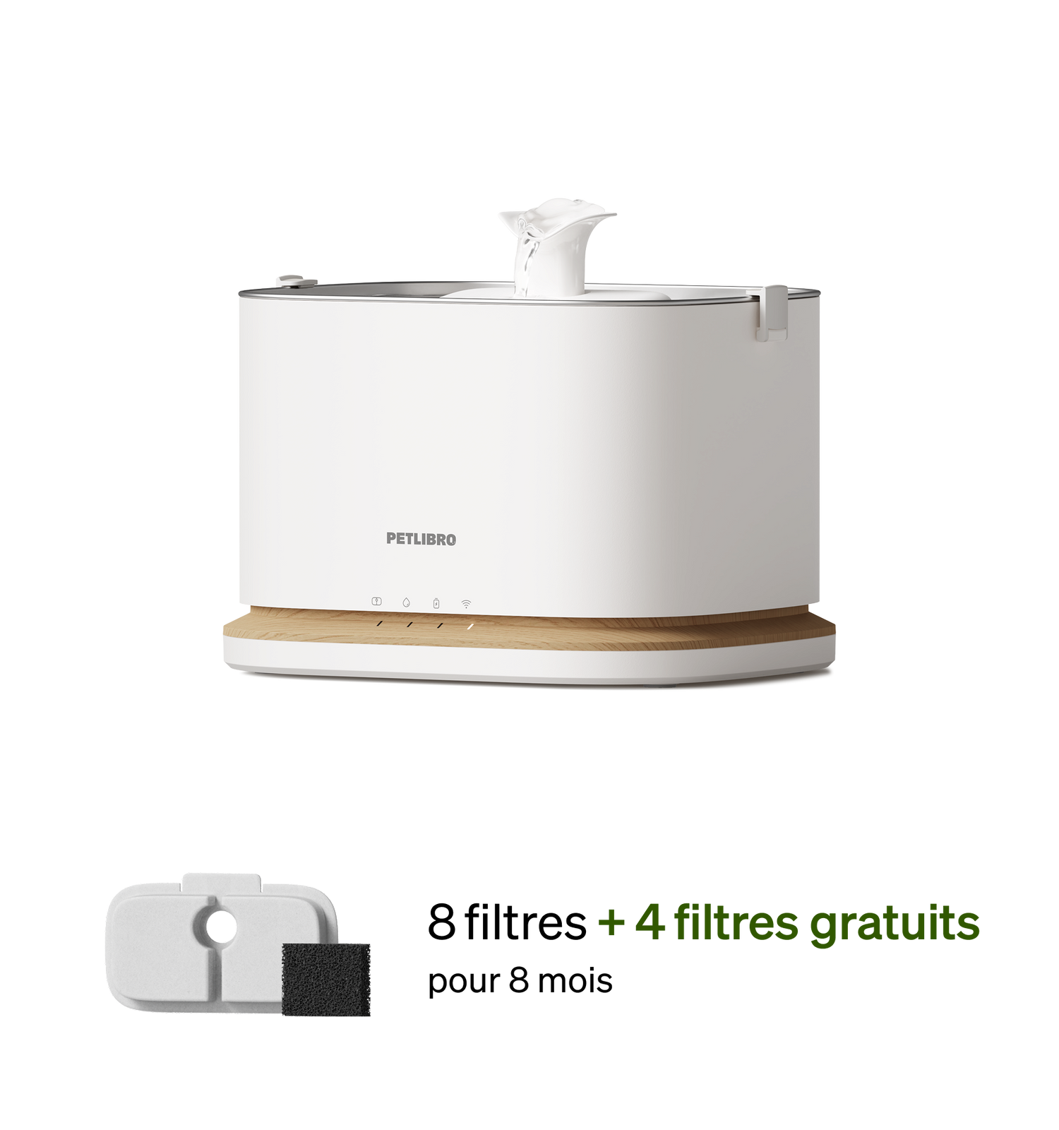 Petlibro PETLIBRO fontaine à eau blanche pour animal de compagnie chat, avec 4 filtres; mention distributeur automatique de nourriture, bac à litière