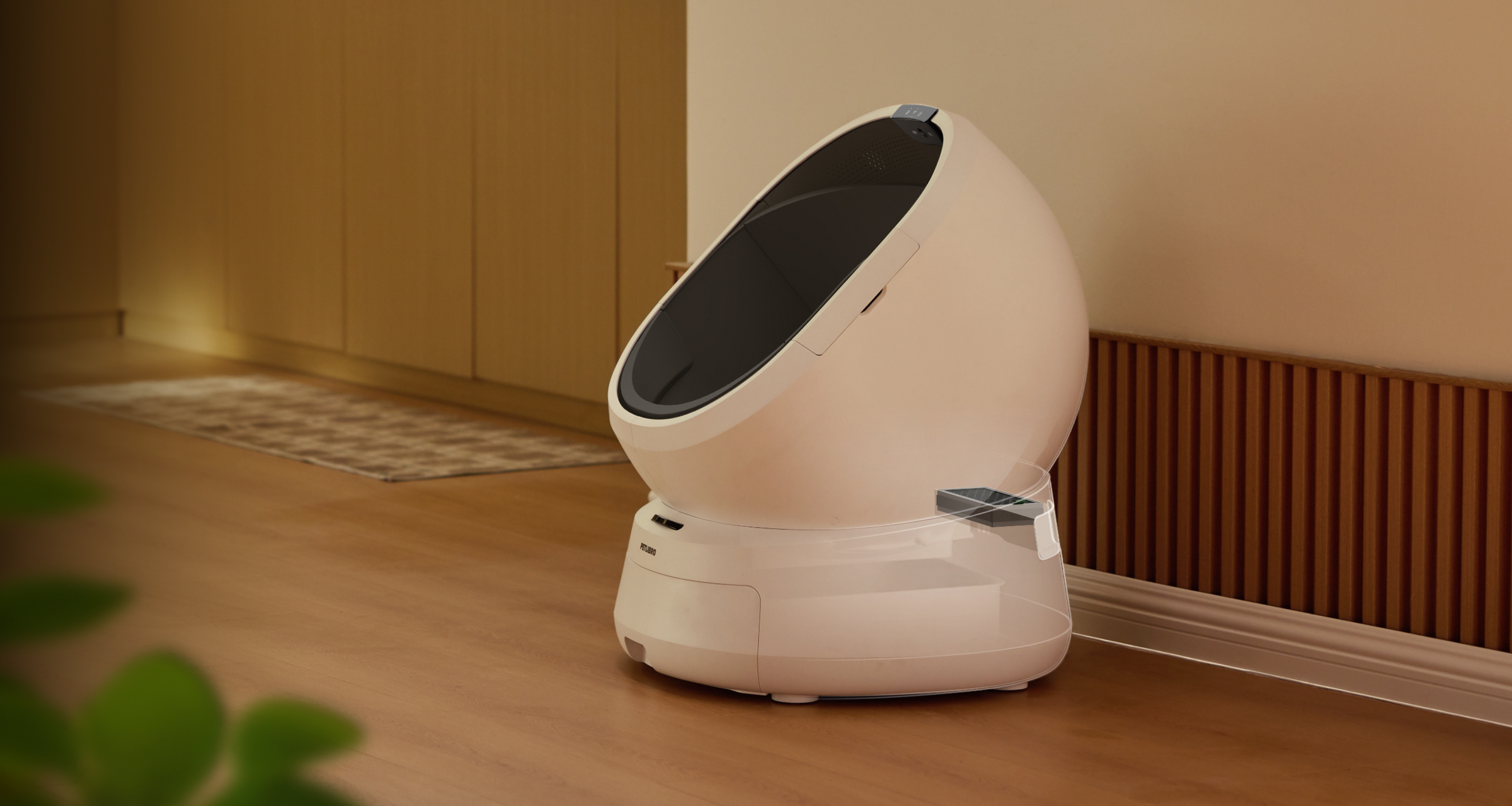 Petlibro PETLIBRO bac à litière pour animal de compagnie, chat, avec distributeur automatique de nourriture et fontaine à eau intégrés, blanc et noir.