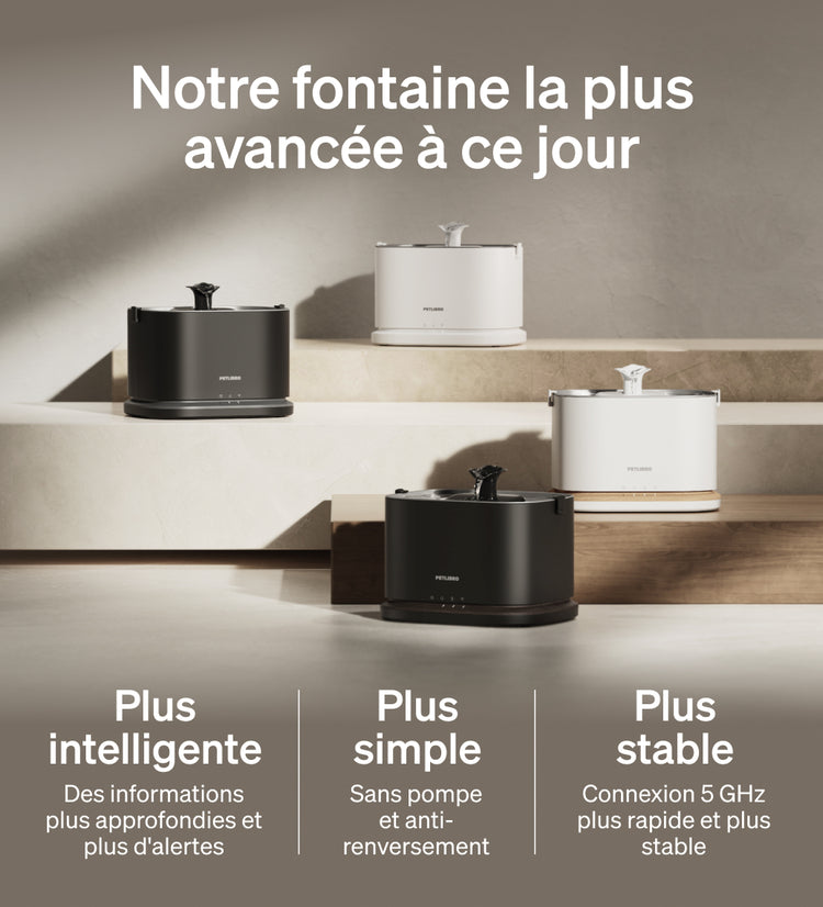 Petlibro PETLIBRO fontaine à eau pour animal de compagnie; chat, distributeur automatique de nourriture et bac à litière mentionnés, modèles noir/blanc.