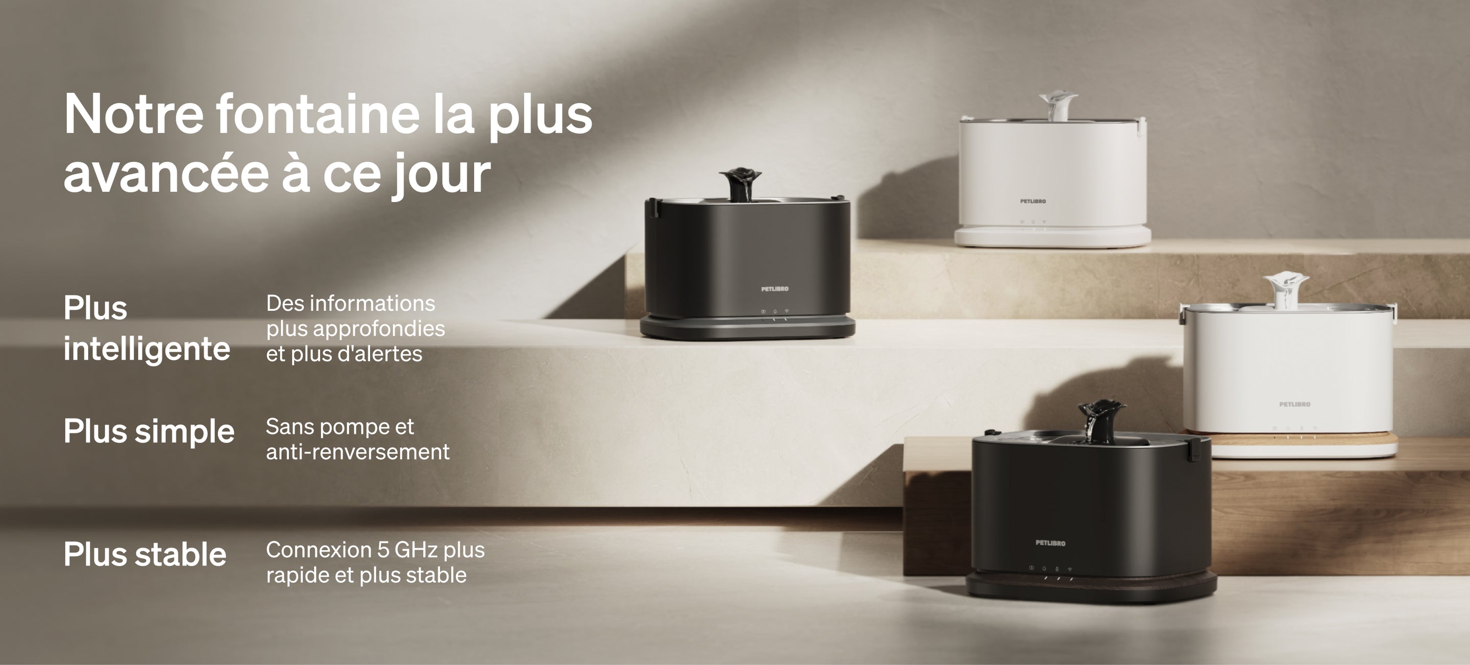 Petlibro PETLIBRO fontaine à eau noire et blanche pour animal de compagnie; chat, distributeur automatique de nourriture et bac à litière suggérés