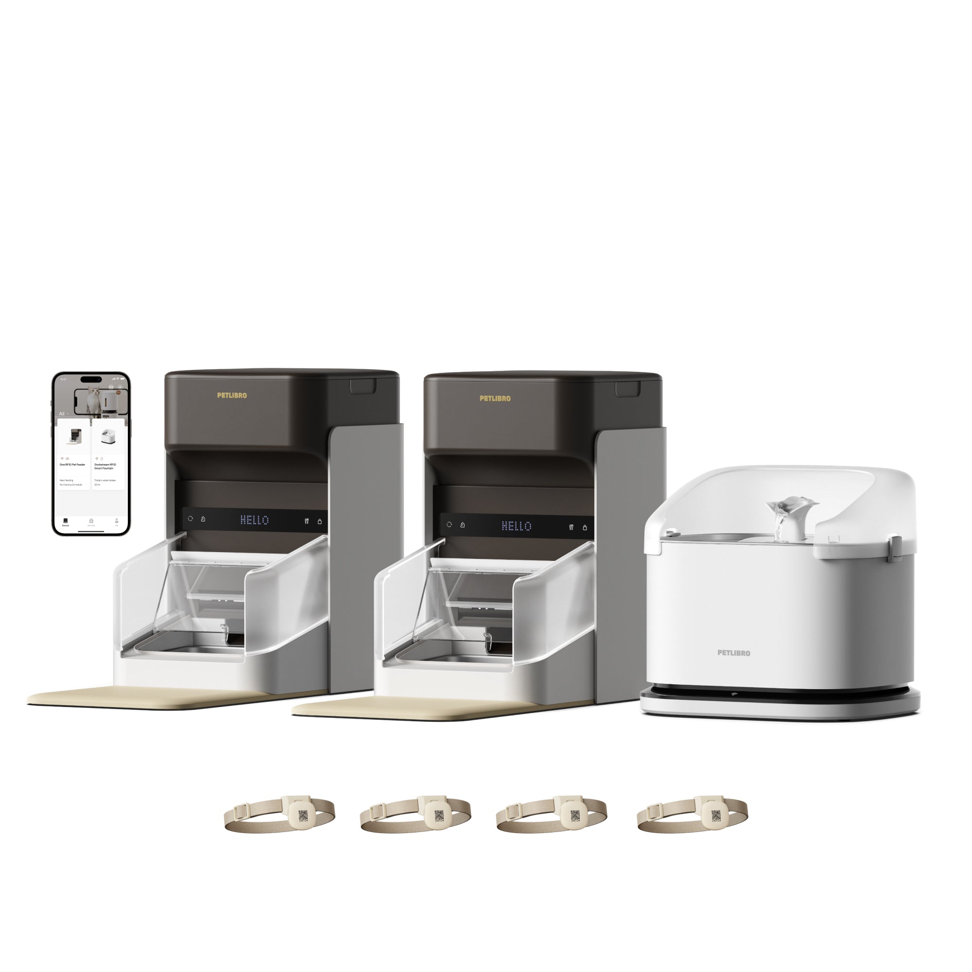 Ensemble Repas Avec Distributeur De Croquettes RFID et Fontaine RFID Intelligente