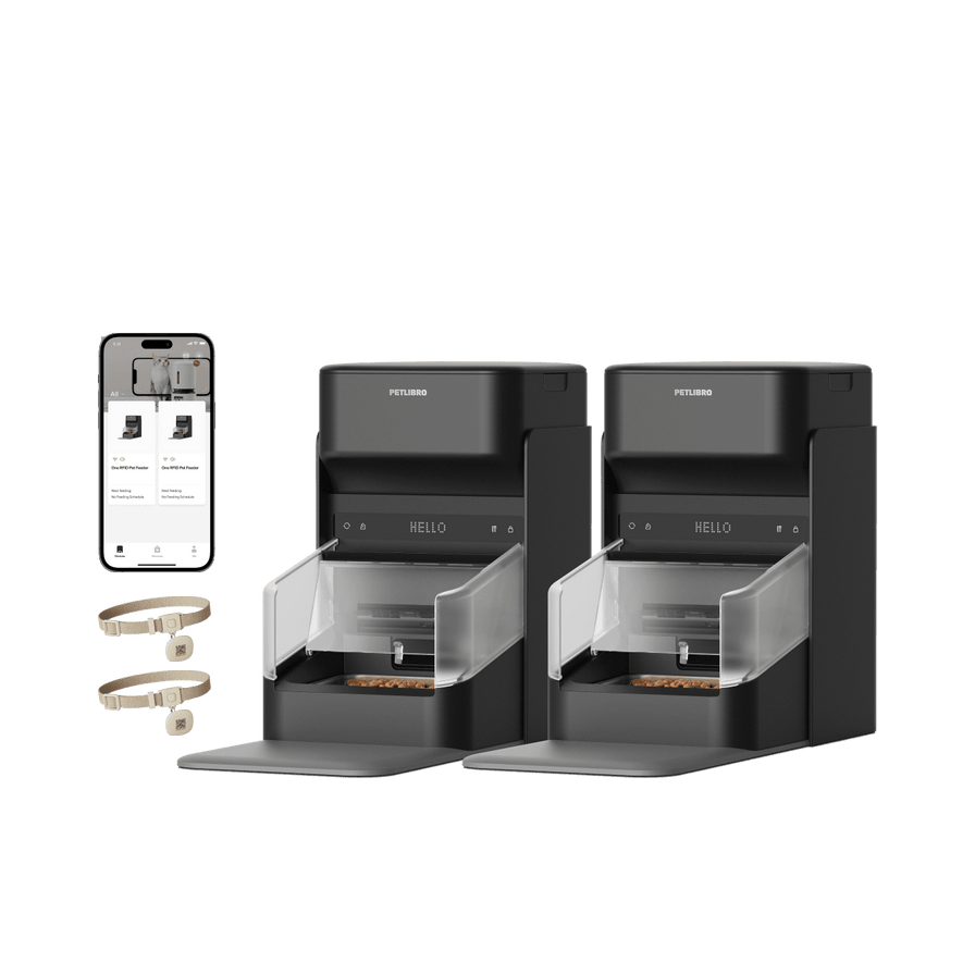 Petlibro PETLIBRO pour animal de compagnie: chat, distributeur automatique de nourriture, fontaine à eau, bac à litière, app et colliers RFID noirs