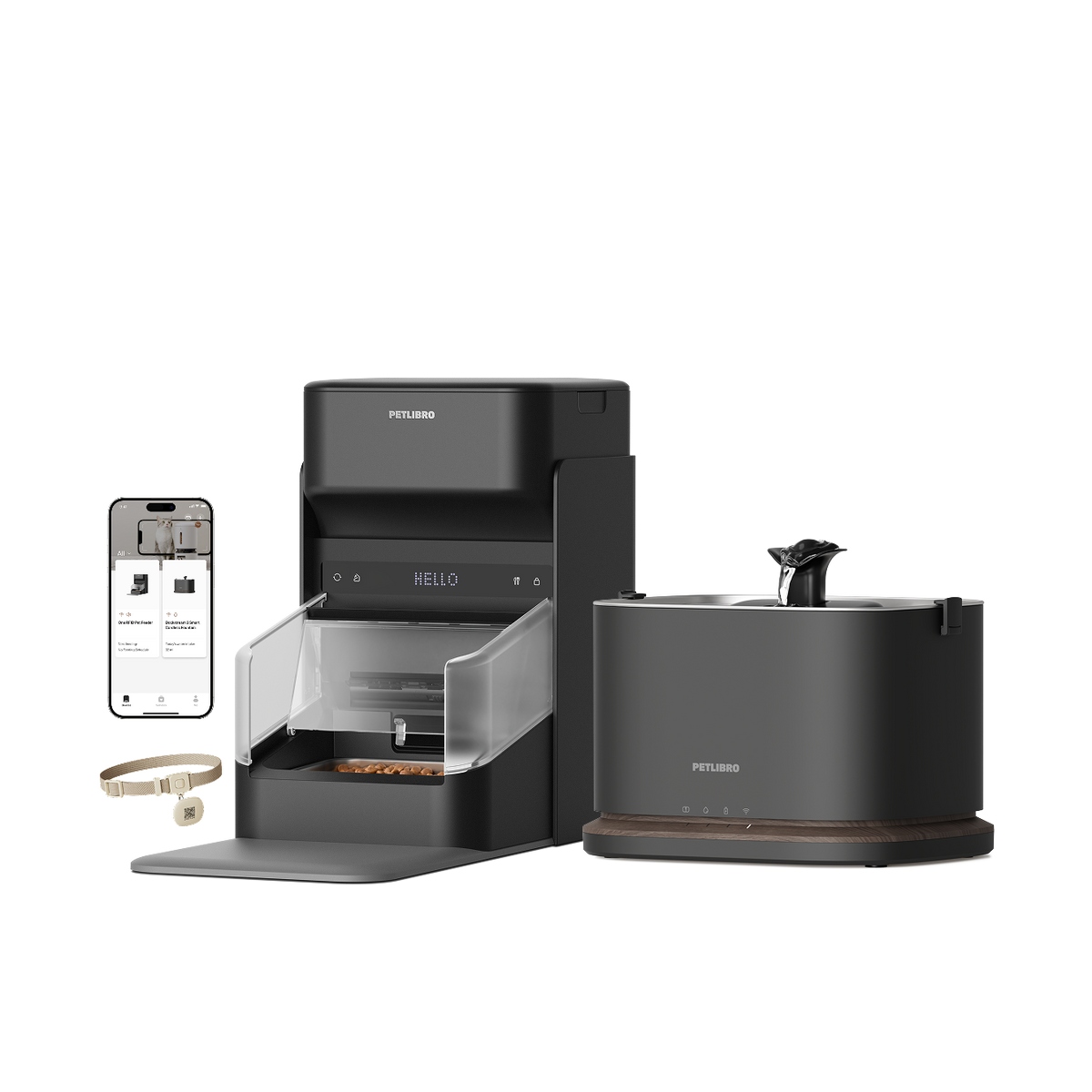 Petlibro PETLIBRO pour animal de compagnie: distributeur automatique de nourriture, fontaine à eau et bac à litière pour chat, noir, avec appli