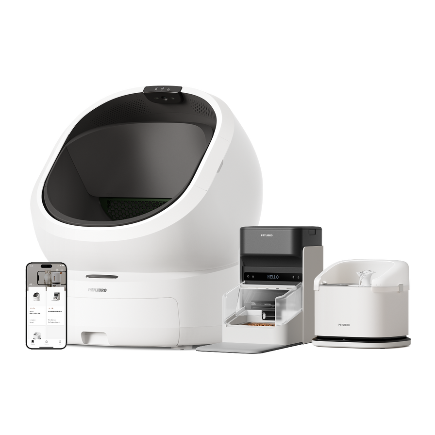 Luma Bac à litière intelligent & Fontaine intelligente RFID Dockstream & Distributeur intelligent RFID One