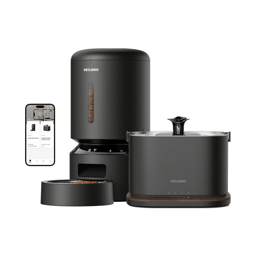 Petlibro PETLIBRO animal de compagnie: distributeur automatique de nourriture, fontaine à eau et bac à litière pour chat, noirs, avec appli mobile