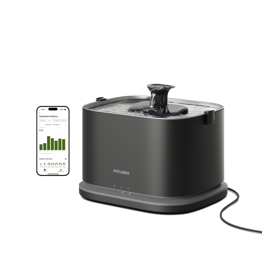 Petlibro PETLIBRO fontaine à eau noire pour animal de compagnie chat, avec appli; mention distributeur automatique de nourriture et bac à litière