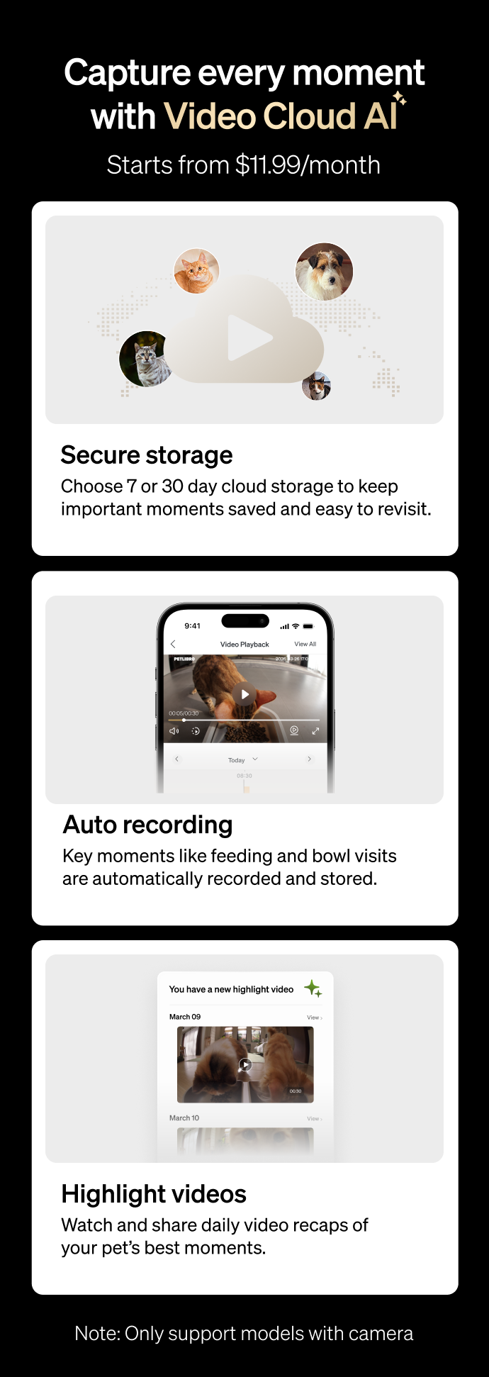 Petlibro smart cat feeder with camera Video Cloud AI for proof of feeding; reliable wifi cat feeder, portion control, multi-cat feeding rfid cat feeder petlibro vs petkit best automatic cat feeder reddit